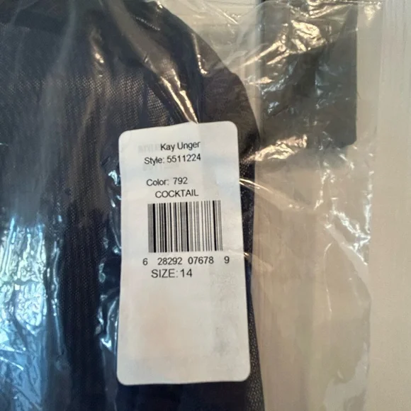 Kay Unger elegant Midnight Blue Long Sleeve Dress - Picture 4 of 11